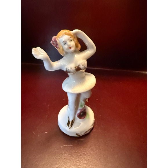 Other - Vintage Hand‎ Painted Porcelain Ballerina Figurine Gold Gilt Miniature Dancer